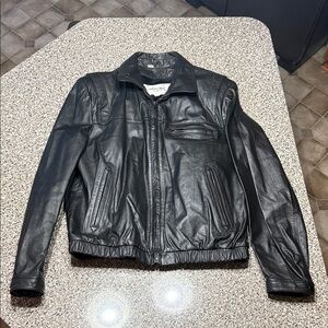 Wilsons Black Leather Jacket size XL 40 Vintage coat